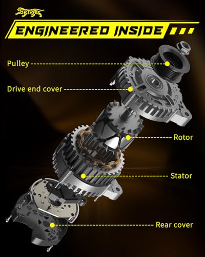 Oktiger 110A Upgraded Alternator for Mazda 3 i 2012 2013, Fit for Mazda 3 i 2012-2013, Replacement Stable Output Alternator, L4 12V 110A Clockwise 6-Groove Pulley, OE A002TJ1591 11635N