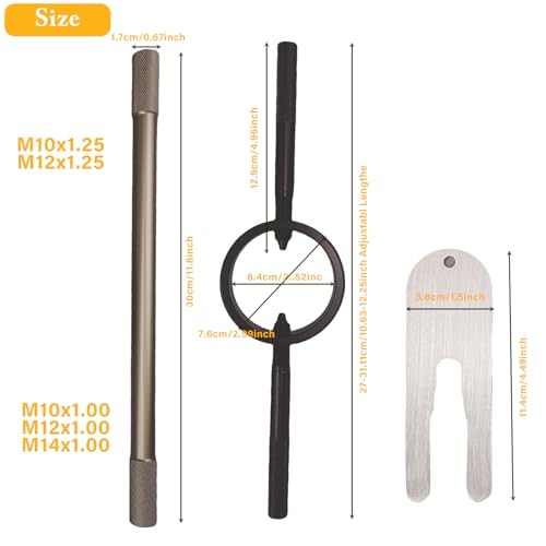 Fork Service Tool Kit, Universal Motorcycle Fork Tool with Fork Spring Compressor/Fork Oil Level Tool/Damper Rod Bleed Tool/Cleaning Towel