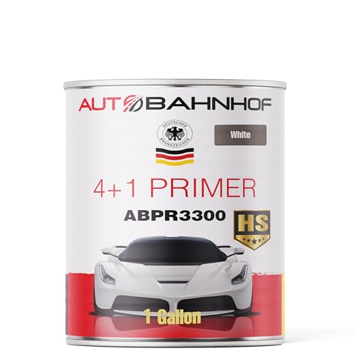 AB-PR 3300 4:1 HS Urethane Primer White - High Build, Fast Drying, Easy Sanding, UV & Rust Resistant Automotive & Industrial Primer for Metal, Plastic, Fiberglass & Aluminum – 1 Gallon - color: Urethane Primer White