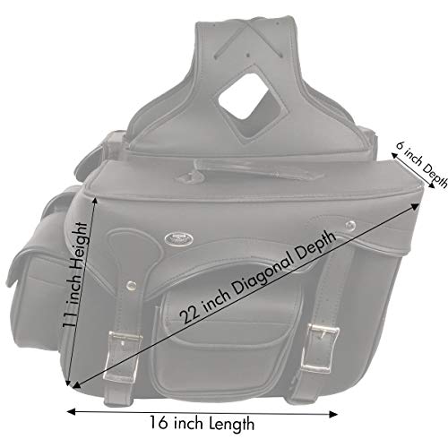 Milwaukee Leather PVC 2-Strap Throw-Over Easy Zip off and off Motorcycle Saddlebags - LG - color: SH666ZB-BLACK, size: Large