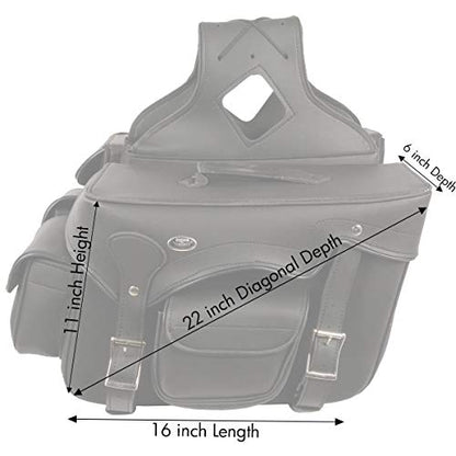 Milwaukee Leather PVC 2-Strap Throw-Over Easy Zip off and off Motorcycle Saddlebags - LG - color: SH666ZB-BLACK, size: Large