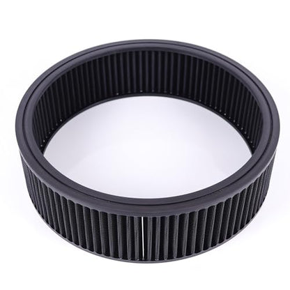 14"x4" Round Air Cleaner Filter Element High Flow (Black) - size: 14" x 4" Black