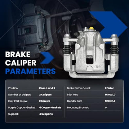 Rear Brake Caliper Assembly for Hyundai Sonata 2008-2010 2.4L L4 GAS - size: Rear [19-B3412A & 19-B3413A]