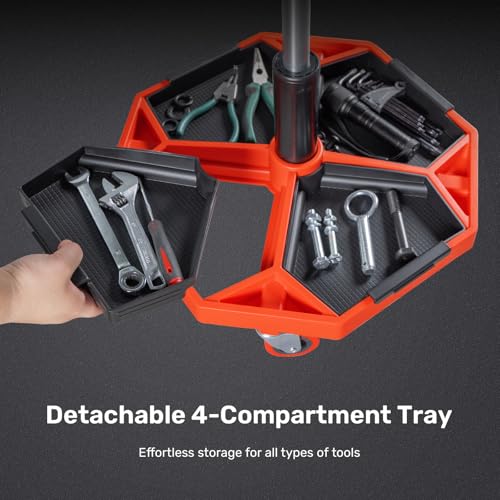 Rolling Mechanic Stool, 300 LBS Adjustable Garage Shop Seat with Tool Trays