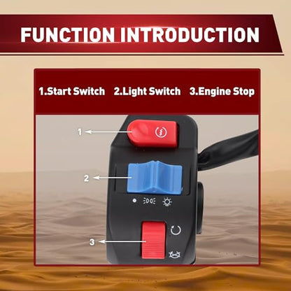 WOOSTAR 6 Wire 3 Function Right Handle Switch Replacement for 50cc 70cc 90cc 110cc 125cc Scooter Motorcycle - size: Right