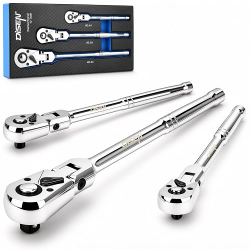 DISEN 3-Piece Flex-Head Ratchet Wrench Set - color: 72t Flex-head Stubby Ratchet Set