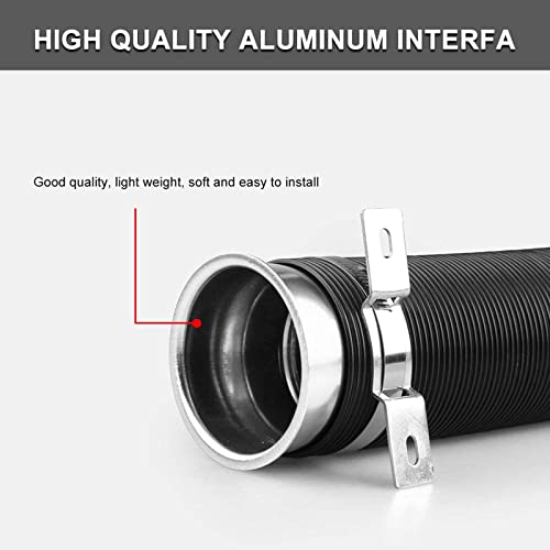 Sporacingrts Universal Multi Adjustable 77mm Flexible Cold Air Intake Pipe Inlet Hose Turbo Multi Flexible Air Intake Pipe Silver Connector Compatible with Universal Car