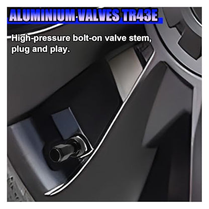 TR43E Metal Clamp-in Tire Valve Stems for 0.453" Rim Holes, Black - color: Black