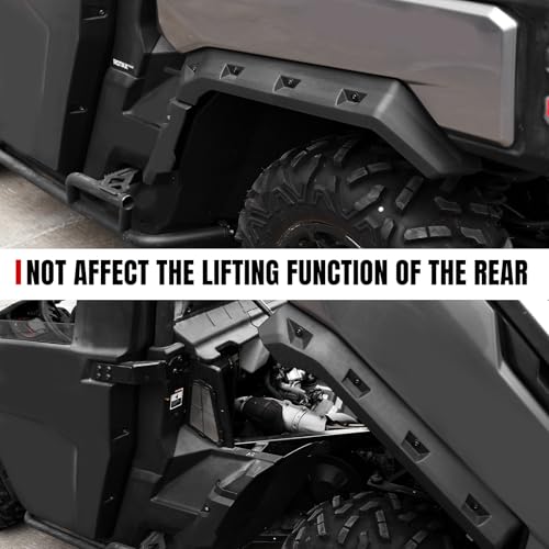 A & UTV PRO Sport Fender Flares for 2016-2025 Can-Am Defender Accessories Max/HD10/HD8/HD7/HD5 Extended Mud Flaps Front Rear Mud Guards Replace OEM #715003898 - size: Replace OEM #715003898