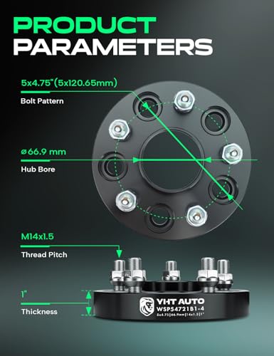 YHTAUTO 5x4.75 Hub Centric Wheel Spacers 1 Inch for Buick, Cadillac, Chevy