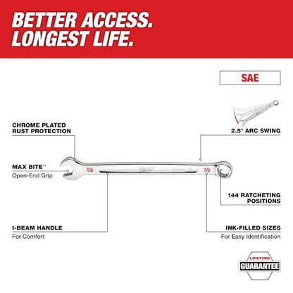 Milwaukee 48-22-9406 7pc Ratcheting Combination Wrench Set - Sae