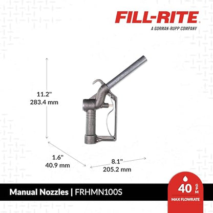Fill-Rite FRHMN100S 1" Up to 40 GPM (150 LPM) Manual Nozzle with Hook - style: 1" Manual Nozzle