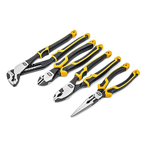 GEARWRENCH 4 Piece PITBULL Dual Material Mixed Plier Set - 82203C - size: 4 Piece, style: Mixed Set