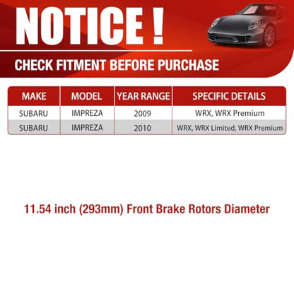 HUSCH Brake Kit Ceramic Brake Pads and Brake Rotors Fit for Subaru Impreza - size: 31407+D929
