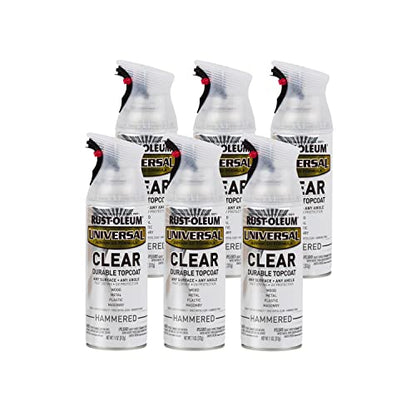 Rust-Oleum Universal All Surface Clear Topcoat Spray, Hammered Clear - color: Hammered Clear, size: 11 Ounce (Pack of 6)