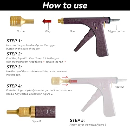 Tire Plug Gun Kit, Tire Repair Kit, Tubeless Tire Gun Puncture Repair Kit with 16 Pcs Mushroom Plugs 16 Pcs Plug Leads, Suitable for Cars, Motorcycles, Trucks, Tractor, Trailer