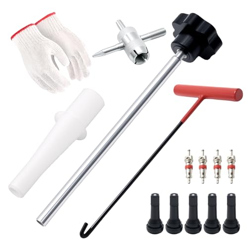 SYOWADA Tire Valve Core Removal Replacement Tool Kit with TR413 Valve Stems, 4-Way Valve Core Removal Tool Kit, for Cars, ATVs, Trucks