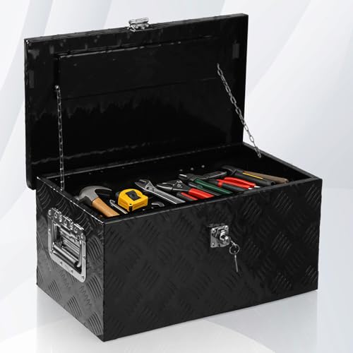 30 Inch Aluminum Truck Bed Tool Box with Side Handles, Lock - color: Black, size: 30"