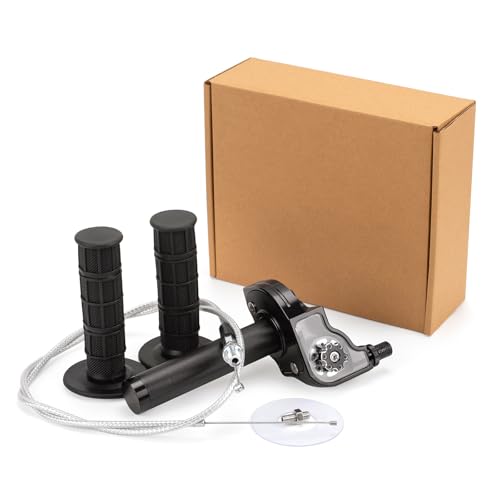 XINGWU Mini Bike Throttle Kit Universal 7/8" 22mm CNC Quick Action Twist Throttle with Cable Throttle Assembly for CRF KLX SSR TTR 50cc-250cc Dirt Pit Bike Mini Bike ATV Motorcycle (Black) - color: Black