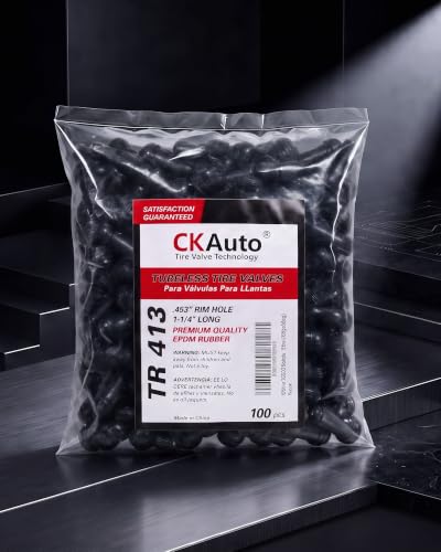 CKAuto TR413 Tubeless Rubber Snap-in Tire Valve Stems, Black, 5 Pcs/Bag - size: TR413