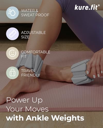 Pilates Wrist & Ankle Weights | Adjustable Weighted Bangles | 1/2/3LB Each - color: Gray, size: 1 LB