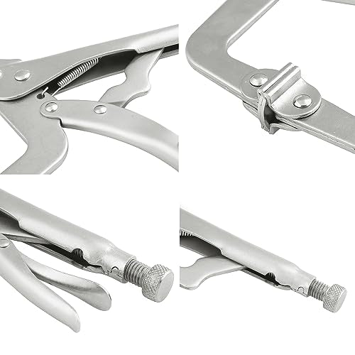 4 Pack 18 Inch C Clamp Locking Pliers,Locking C Clamp, Adjustable Nickel Plated C Pliers For Wood Working, Welding, Electrician Maintenance and more, by GENHAKON - size: 4 Pack 18 Inch