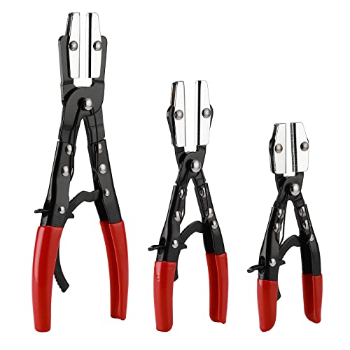 EMENTOL Automatic Locking Ratcheting Hose Pinch Off Plier Set, Includes 8-Inch, 10-Inch, and 12-Inch Sizes, 3 Pieces Crimping Pinch-Off Tool Set, For Pinch Off Coolant, Vacuum, Heater and Fuel System