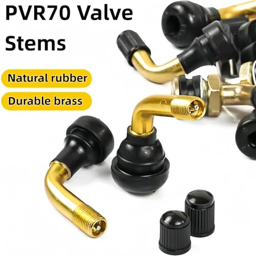 PVR70 Tubeless Tire Valve Stem 8 Pack, 90 Degree Angled Brass Snap-in