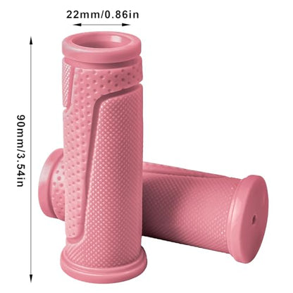 9-Color Kids Bike Handlebar Grips - Non-Slip TPR Bicycle Grips for Mini Bikes & Micro Scooters (22.2mm, 90mm) - color: Pink