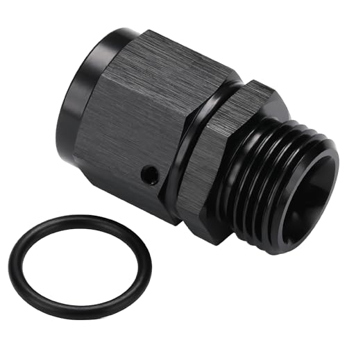 8AN Female Flare Swivel to 8AN -8 ORB Male O-ring Boss Fuel Rail Fitting Adapter Straight Aluminum Black - color: Black, size: 8AN Female to -8 ORB Male