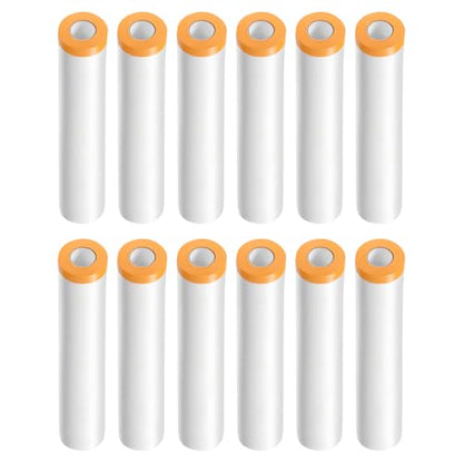 HARFINGTON 12 Rolls Pre-Taped Masking Film 94.5" x65.6ft Tape and Drape Painters Plastic Drop Cloth Film with Tape Plastic Sheeting for Automotive Painting Covering - color: Yellow, size: 94.5"x65.6ft