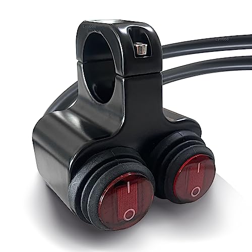 Motorcycle Handlebar Switch ATV Handlebar Light Switch Waterproof Double Control Kill Switc Headlight Spotlights Hazard Brake Fog Light ON Off Switches 12v (Red) 1 Piece - size: Style B-RED 1 Piece