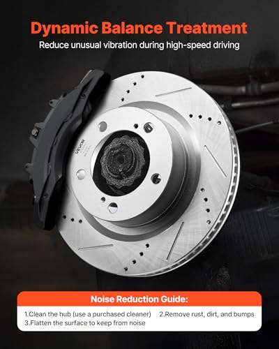 VEVOR Front & Rear Ceramic Brake Kit Compatible with 2016-2021 Lexus LX570, 2016-2021 Toyota Land Cruiser, Drilled and Slotted Brake Rotors Ceramic Brake Pads Replacement Kit, 14 inch Front Rotors - size: S-31482 + S-31483