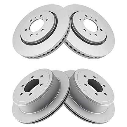 TRQ Front and Rear Brake Rotors Set Premium G-Coated - style: BKA14753