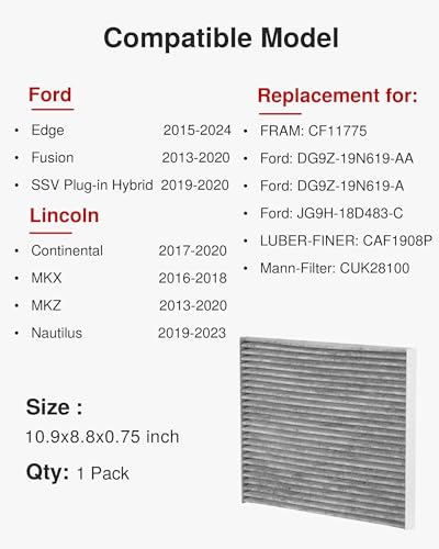 Puroma Cabin Air Filter Activated Carbon for CF11775 Ford Lincoln CAF1908P - style: CAF1775S