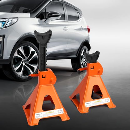 Jack Stands 3 Ton (6,500 lb) Capacity Steel, 1 Pair Orange Lifting Stand Adjustable Jack Stands - color: Orange