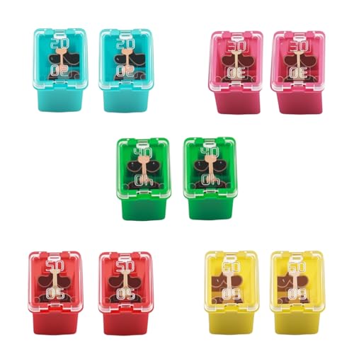 10PCS Car Fuse Combination Kit, Auto Fuses Assortment Kit, (20A 30A 40A 50A 60A) Tall/Standard and Low Profile Box Shaped Auto Fuses, Essential Vehicle Accessories for Trucks, RVs, SUVs (Low) - color: Low