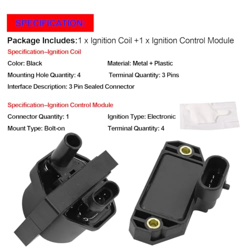 SMMS Ignition Coil Ignition Control Module Kit for Chevrolet, for GMC, for Cadillac, for Pontiac, for Isuzu, for Buick, 1996-2007, Replaces OE: 10489421 + 10482803