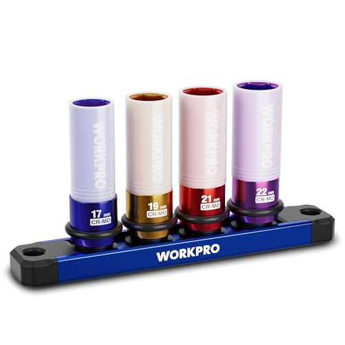 WORKPRO 1/2" Drive Lug Nut Impact Duty Socket Set - size: 1/2" DR x 4pcs (17/19/21/22mm)