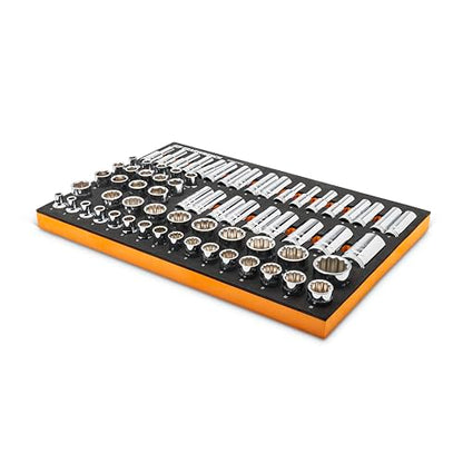 GEARWRENCH 67 Pc 1/2” Drive Master Metric Chrome Socket Set | GWMSSKT12MM - style: 1/2" Chrome Sockets