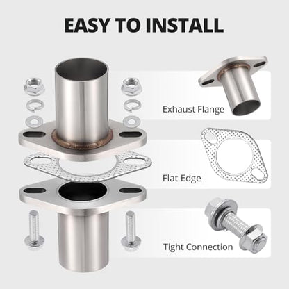 EVIL ENERGY 2 Bolt Exhaust Flange Repair Piping Kit, 304 Stainless Steel Exhaust Flange and Gasket Set with Bolts and Nuts, Universal Flange Replacement Kit for Quick Fix Repair (1.75") - size: 1.75"