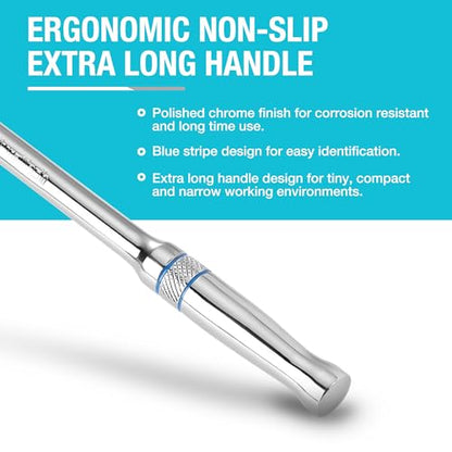 DURATECH Extra Long Handle 1/4-Inch Drive Ratchet, 90-Tooth Ratchet Wrench - size: 1/4" with 8" handle