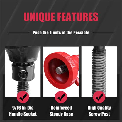 Big RED ASJ10R Torin Professional Car Support Screw Jack for House Construction Bridge Stabilization, 10 Ton (20,000 lb) Capacity, Red - size: 10 Ton (20,000 LBs), style: Support Jack
