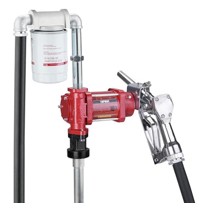 TOPWAY 12V DC Gasoline Fuel Pump, 10GPM Self-priming Oil Transfer Pump Kit With Particulate Filter, Fuel Nozzle, Discharge Hose & Suction Pipe for Gasoline Diesel Biodiesel Kerosene & More - style: 12V 10GPM KIT + FILTER