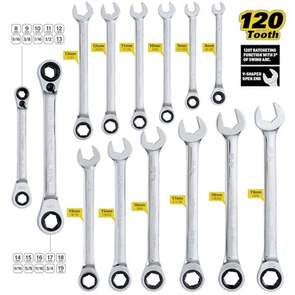 STARWORK TRUE MECHANIC 312-Piece Mechanics Tool Set and Socket Set, Professional 【Pliers Wrench】 SAE/Metric, Mirror-Finish Sockets & Ratchet Wrenches - size: 312 PW_Mirror
