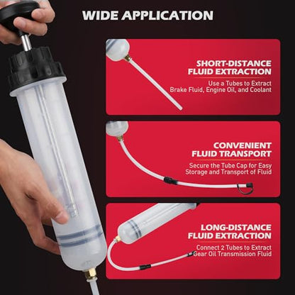 SEDY 500CC Fluid Extractor, Multi-Purpose Oil Syringe, Oil Suction Pump, Manual Extraction and Filling Pump, Automotive Oil Syringe(17.6 Oz./0.45 Qt./500 CC) - style: 500CC