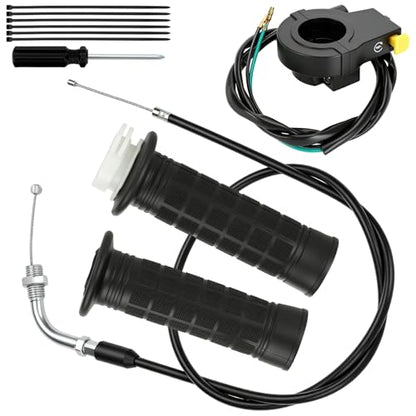 YOXUFA 2 Stroke Twist Throttle Handle Grip Throttle Cable 50" Replacement for Motorized Bike 80cc 49cc 100cc 50cc Engine Bicycle Parts with 7/8" 22mm Handlebar Kit - size: 50" Cable