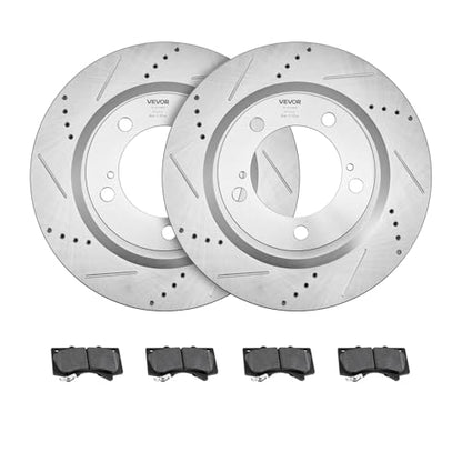 VEVOR Front & Rear Ceramic Brake Kit Compatible with 2016-2021 Lexus LX570, 2016-2021 Toyota Land Cruiser, Drilled and Slotted Brake Rotors Ceramic Brake Pads Replacement Kit, 14 inch Front Rotors - size: S-31482 + S-31483