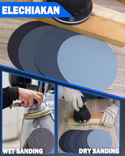 Elechiakan 70PCS 6 Inch Wet Dry Sanding Discs, Hook and Loop Sandpaper
