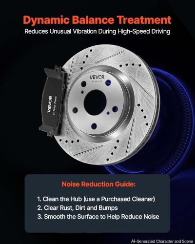 VEVOR Front & Rear Brake Kit Ceramic Brake Pads and Drilled Slotted Rotors - size: S-31434 + S-31608